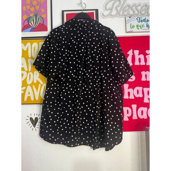 Van Heusen Women’s Polka Dot Button-Up Shirt Black White | Size XXL - Picture 2 of 6